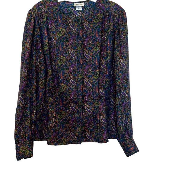 Vintage Nicola long sleeve retro paisley blouse Sz.12 - Picture 1 of 3